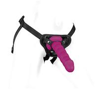 STRAP-ON FISSO con dildo strap-on largo 14,0 cm 17,0 cm o 21,0 cm incluso SISTEMA DI BLOCCO A SCATTO per una facile manipolazione - incluso PREMIUM SILICONE DILDO