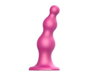 strap-on-me | Dildo/Plug "Beads" | Gamma Ibrida | Diametro delle Perle Graduale e Adattabile al Corpo | Silicone Ultra Morbido - Compatibile con l'imbracatura - Rosa Lampone Metallico, Taglia L