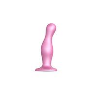 strap-on-me | Dildo/Plug "Curvy" | Gamma Ibrida | Design Asimmetrico, Abbraccia le Curve del Corpo | Silicone Ultra Morbido - Compatibile con l'imbracatura - Dragée Metallico Rosato, Taglia M