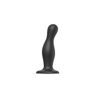 strap-on-me | Dildo/Plug "Curvy" | Gamma Ibrida | Design Asimmetrico, Abbraccia le Curve del Corpo | Silicone Ultra Morbido - Compatibile con l'imbracatura - Nero, Taglia L