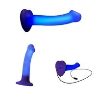Strap-on-me Glow Dildo LED Semi-Realistico - Dildo luminoso in silicone liquido, 6 modalità LED, ventosa potente, ricaricabile, impermeabile IPX7