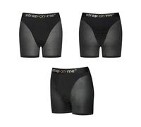 Strap-on-me Imbracatura Lingerie Halo Short Cyclist -Imbracatura Lingerie per Dildo, Vita Alta,Effetto Second Skin,Microfibra & Tulle,Cintura Elastica,Anello in Silicone Estensibile- Nero(Extra Small)