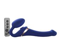 Strap-on-me Piccolo - vibratore indossabile senza cinghie con stimolatore clitorideo ad onda d'aria - blu