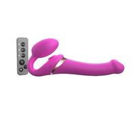 Strap-on-me M - Dildo senza cinghie vibrante con stimolatore clitorideo ad onda d'aria - taglia media (rosa)
