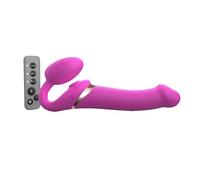 Strap-On-Me Strap-on Multi-Orgasmo Telecomandato 3 Motori - Tecnologia a Memoria di Forma - Tripla Stimolazione - Sex Toy Donna & Uomo in Silicone Morbido - Senza Imbrago, Impermeabile - Pink XL