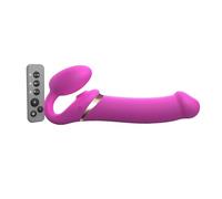 Strap-On-Me Strap-on Multi-Orgasmo Telecomandato 3 Motori - Tecnologia a Memoria di Forma - Tripla Stimolazione - Sex Toy Donna & Uomo in Silicone Morbido - Senza Imbrago, Impermeabile - Pink L