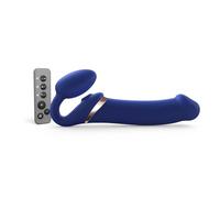 Strap-On-Me Strap-on Multi-Orgasmo Telecomandato 3 Motori - Tecnologia a Memoria di Forma - Tripla Stimolazione - Sex Toy Donna & Uomo in Silicone Morbido - Senza Imbrago, Impermeabile - Blue XL