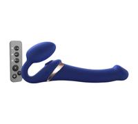 Vibratore Strap-On-Me M senza cintura con stimolatore clitorideo ad aria - misura media (blu)