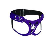 XR Brands Corsetto in Pelle Deluxe con Cinghia - Viola