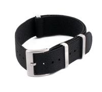 StrapHabit Cinturino elastico per orologio da uomo e donna, 20 mm, 22 mm, in nylon, un pezzo unico, paracadutista militare francese, paracadute militare, a righe, nero, 20 mm, NATO