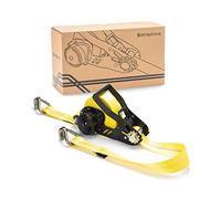 STRAPINNO Cinghia retrattile a cricchetto - 5,1 cm x 8,2 m cinghia resistente con doppi ganci a J, tessitura senza grovigli, resistenza alla rottura 4,5 kg e limite di carico di lavoro 1,5 kg
