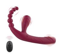 Strapless Strap-On G-Spot Dildo Vibrator con 10 modalità e telecomando, anti-scivolo in silicone realistico tripla testa vibrante spina del culo