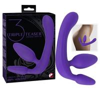 STRAPON TRIPLO DILDO STIMOLATORE ANALE VAGINALE FALLO INDOSSABILE IN SILICONE