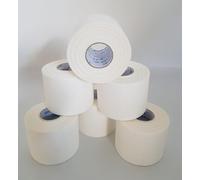 STRAPPAL Tape Sportivo Nastro per Bendaggi e fasciature zigrinato resecabile a mano 5 cm x 10 mt forte collante all'Ossido di Zinco originale BSN cotone 100% bianco 6 pz