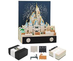 Strappare Calendario 3D 2026, Blocco Note per Appunti 3D Artistico in Carta, Modello di Castello 3D con Luci a LED, 3D Memo Pad, Calendario da Tavolo per Regalo di Natale, Ornamenti Desktop