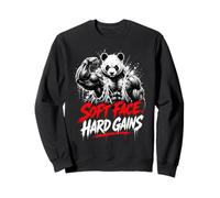 Strappato Panda Soft Face Difficile guadagni Fitness Umorismo Felpa