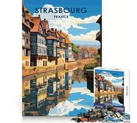 Strasburgo, Francia Poster di viaggio Adolescenti Puzzle da 1000 pezzi Migliora la memoria Gioco rilassante Bordo ordinato Articolo di Babbo Natale Desiderio 38x26cm
