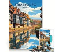 Strasburgo, Francia Poster di viaggio Puzzle da 1000 pezzi per adolescenti Puzzle di logica mentale Giocattolo per il tempo libero Bordo fine Regalo speciale 50x75cm