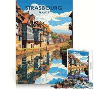 Strasburgo, Francia - Poster di viaggio - Puzzle da 1000 pezzi per adulti - Gioco di logica e antistress - Taglio preciso - Regalo perfetto 38x52cm