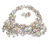 Strass, 100 pezzi/sacchetto di pietre cristallo vetro dimensioni miste for abbigliamento perline sciolte in argento con incastonatura a griffe strass da cucire fai te for abiti sposa(Crystal Ab)