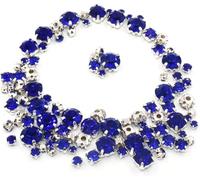 strass, 100 pezzi/sacchetto Mix Dimensioni Pietre di Cristallo Vetro Abbigliamento Perline Sciolte Argento Artiglio Impostazione Cucire Su Strass Fai Da Te Abito da Sposa(Royal Blue)