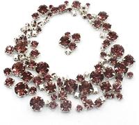 strass, 100 pezzi/sacchetto Mix Dimensioni Pietre di Cristallo Vetro Abbigliamento Perline Sciolte Argento Artiglio Impostazione Cucire Su Strass Fai Da Te Abito da Sposa(Light Purple)