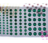Strass acrilici autoadesivi con smeraldo verde, 3 misure 4 mm, 6 mm, 8 mm, in plastica per il viso, gioielli per il corpo, cristalli per capelli, per biglietti fai da te, 5 fogli, 480 pezzi