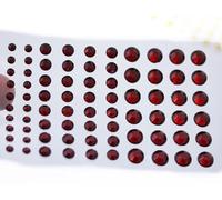 Strass acrilici autoadesivi trasparenti rosso rubino 3 misure 4 mm 6 mm 8 mm per il viso aderenti ai gioielli del corpo cristalli per capelli fai da te e inviti artigianali, 5 fogli - 480 pezzi