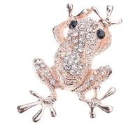 Strass alla moda rane Pin per abiti formali casual scintillante cristallo animale spilla a forma di animale accessori gioielli donna versatile cristallo rane pin, Misura unica, come descritto
