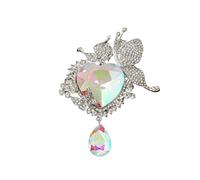 Strass Amore Cuore Lacrima Pin Pin Per Le Donne Sposa Elegante Austriaca Cristallo Farfalla Spilla Corpetto Compleanno Matrimonio Cerimonia Mazzo Costumi Accessori, Conventionnel, Metallo