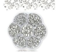 Strass Brillantini per Unghie Diamanti,3000PCS Diamanti Rotondi a Fondo Piatto per Incollare Gioielli Stile Unghie,Cristalli Strass per Nail Art, Abbigliamento, Scarpe, Artigianato DIY (bianco)