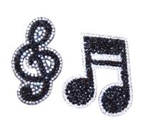 - Strass clef note musicali - Toppa termoadesiva nera per vestiti kit da 2 pezzi