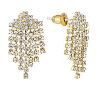 Strass Cluster Chandelier Lampadario Nappa Cascata Statement Dichiarazione Pendenti Orecchini - Colore Oro - Sposa