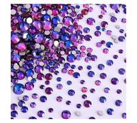 Strass cristalli con retro piatto, Strass 1440 pezzi/confezione mix dimensioni vetro nero retro piatto glitter diamante non hotfix(Purple Majesty)