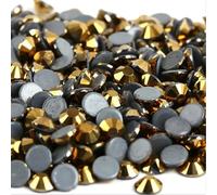 Strass cristalli con retro piatto, Strass Cristallo AB Vetro Hotfix Ferro On Arte Cucito Tessuto Decorazione(Gold Hematite,Ss10 1440pcs)