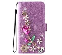 Strass Custodia Protettiva per Motorola MOTO G10/G30/G20 Custodia Con le Rose Scintillante Cristallo Lucido Strass 3D Donne e Ragazze Coperchio del Telefono Brillante Wallet Case per MOTO G10/G30/G20