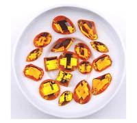 Strass Da Cucire 100 pezzi di strass di forme miste, glitter, cristallo acrilico, da cucire, strass piatti, pietra for fai da te, vestiti, perline da cucire(Golden)