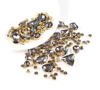 Strass da cucire, Confezione da 130 strass in vetro da cucire, montatura in metallo, forme miste multicolori(Gray)