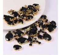Strass da cucire, Confezione da 130 strass in vetro da cucire, montatura in metallo, forme miste multicolori(Black)