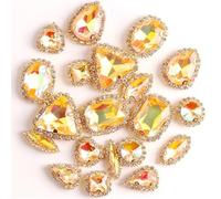 Strass da cucire, Confezione da 20 strass sciolti in vetro cristallo AB multicolore con retro piatto, da cucire, 10 forme miste(A34 Topaz Ab)