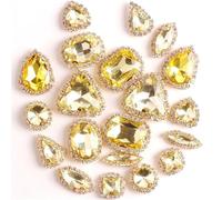Strass da cucire, Confezione da 20 strass sciolti in vetro cristallo AB multicolore con retro piatto, da cucire, 10 forme miste(A12 Jonquil)