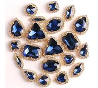 Strass da cucire, Confezione da 20 strass sciolti in vetro cristallo AB multicolore con retro piatto, da cucire, 10 forme miste(A8 Montana)