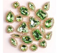 Strass da cucire, Confezione da 20 strass sciolti in vetro cristallo AB multicolore con retro piatto, da cucire, 10 forme miste(A9 Peridot)