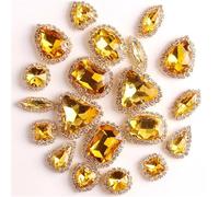 Strass da cucire, Confezione da 20 strass sciolti in vetro cristallo AB multicolore con retro piatto, da cucire, 10 forme miste(A13 Topaz)