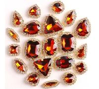 Strass da cucire, Confezione da 20 strass sciolti in vetro cristallo AB multicolore con retro piatto, da cucire, 10 forme miste(A19 Tea Color)