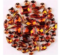 Strass da cucire, Confezione da 50 forme di strass multicolori in vetro AB da cucire(A16 Tea Color)