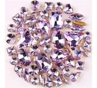 Strass da cucire, Confezione da 50 forme di strass multicolori in vetro AB da cucire(A18 Violet)