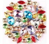 Strass da cucire, Confezione da 50 forme di strass multicolori in vetro AB da cucire(A25 Light Colors)