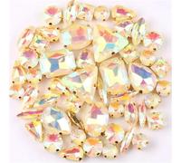 Strass da cucire, Confezione da 50 forme di strass multicolori in vetro AB da cucire(A33 Jonquil Ab)