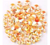 Strass da cucire, Confezione da 50 forme di strass multicolori in vetro AB da cucire(A34 Topaz Ab)
